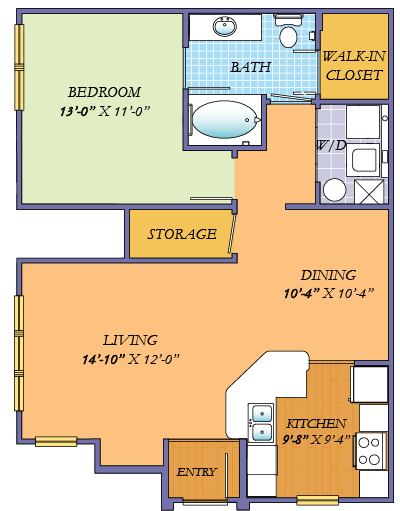 Dovecote Floorplan of Garden District Apartment