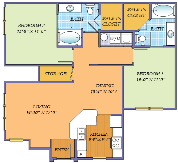 Giverny Floorplan of Garden District Apartment