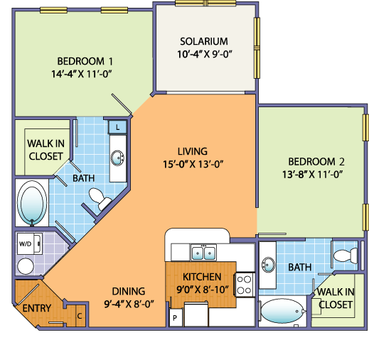 Longwood Floorplan of Garden District Apartment