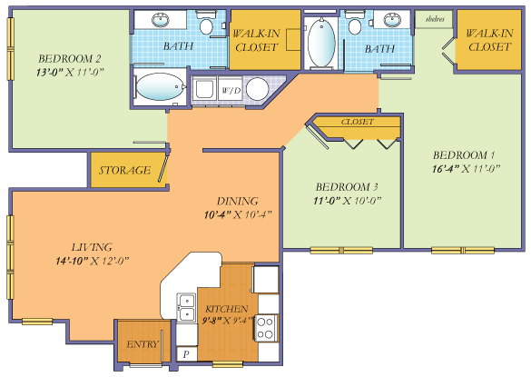Versailles Floorplan of Garden District Apartment