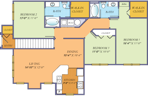 Winterhurst Floorplan of Garden District Apartment